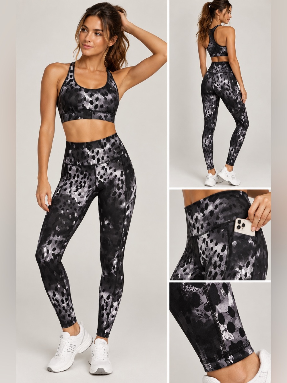 Gaiam Yoga Black & Gray High-Waist Animal Printed Leggings